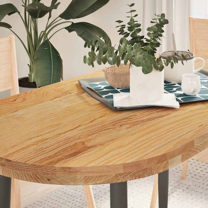 vidaXL Tafelblad 120x60x4 cm ovaal massief eikenhout lichtbruin