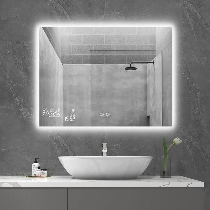 Badkamerspiegel met LED-verlichting en Spiegelverwarming - 80 x 60 cm