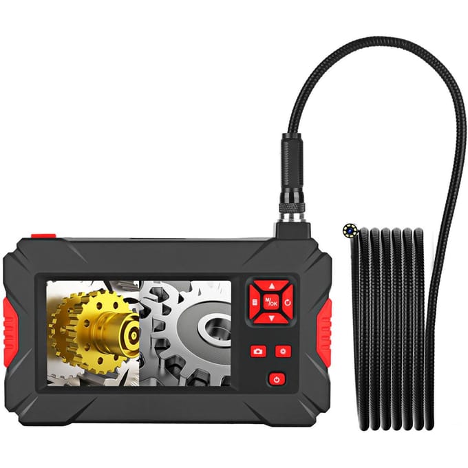 Industriële endoscoop met 8 mm auto-inspectiecamera, waterdicht LED-licht, 4,3 inch scherm zwart