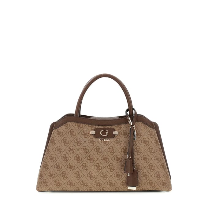 GUESS schoudertas handtas Lindsey Girlfriend Satchel Latte Logo bruine
