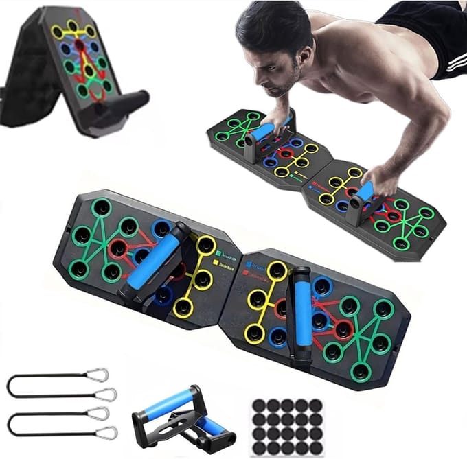 Push Up Board - Fitness Trainer - Spieropbouw Thuis - 24 Combinaties - Draagbaar Ontwerp - Zwart