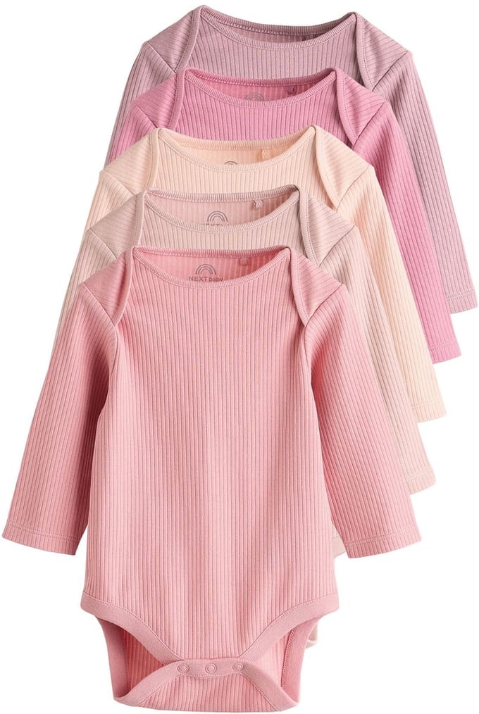 Next - Meisjes - Set van 5 babyrompertjes met lange mouwen - Roze