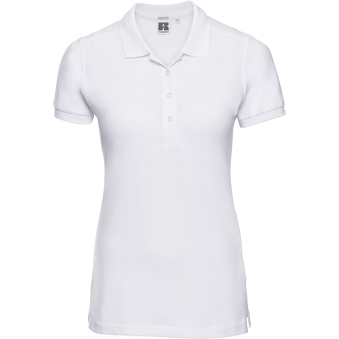 Russell Dames/Dames Stretch Slim Poloshirt (Wit)