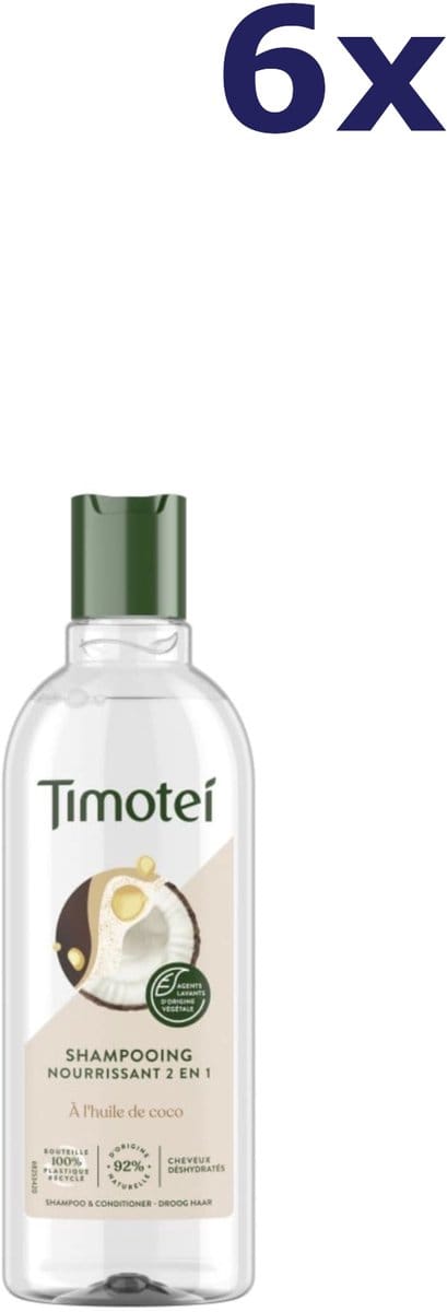 6x Timotei Shampoo - 300ml - met kokosolie 2in1