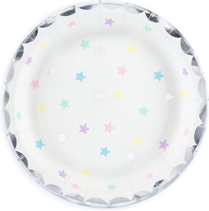 PartyDeco Borden Unicorn Sterren 18cm pk/6