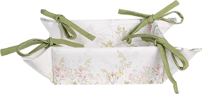 Clayre & Eef Broodmand 35x35x8 cm Wit Katoen Bloemen