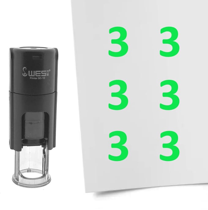 CombiCraft Stempel Getal 3 10mm rond groene inkt - per 1 stuk