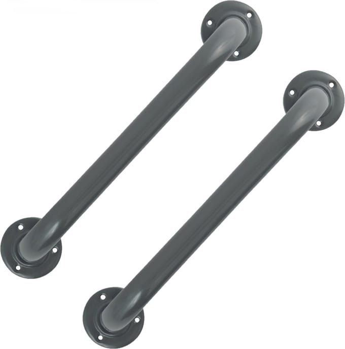 MSV Badkamer/douche wand/muur handgreep - 2x - rvs metaal - grijs - 30 cm - Extra houvast beugel