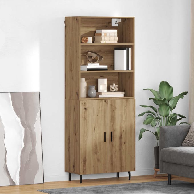 vidaXL - Highboard - 2 - st - Artisan - Eiken - 69,5 - x - 32,5 - x - 180 - cm - Bewerkt - hout