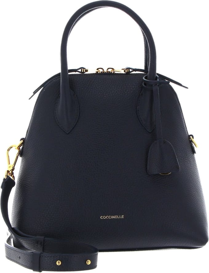 COCCINELLE Leren Handtas Schoudertas Gladys Handbag Grained Leather Midnight Blue Donkerblauw