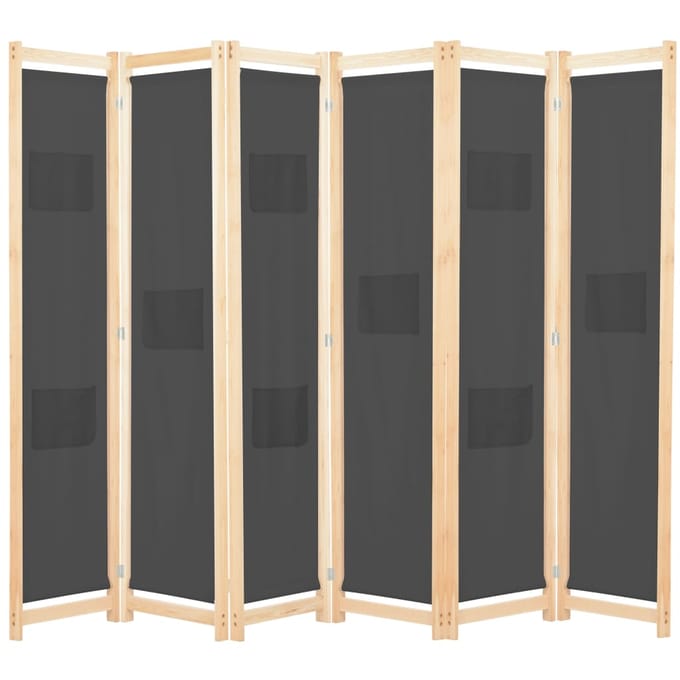 vidaXL - Kamerscherm - met - 6 - panelen - 240x170x4 - cm - stof - grijs