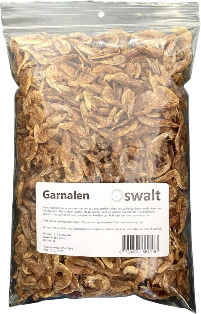 Oswalt Garnalen 3-5 cm - Gedroogd - 1 Liter - Schildpaddenvoer