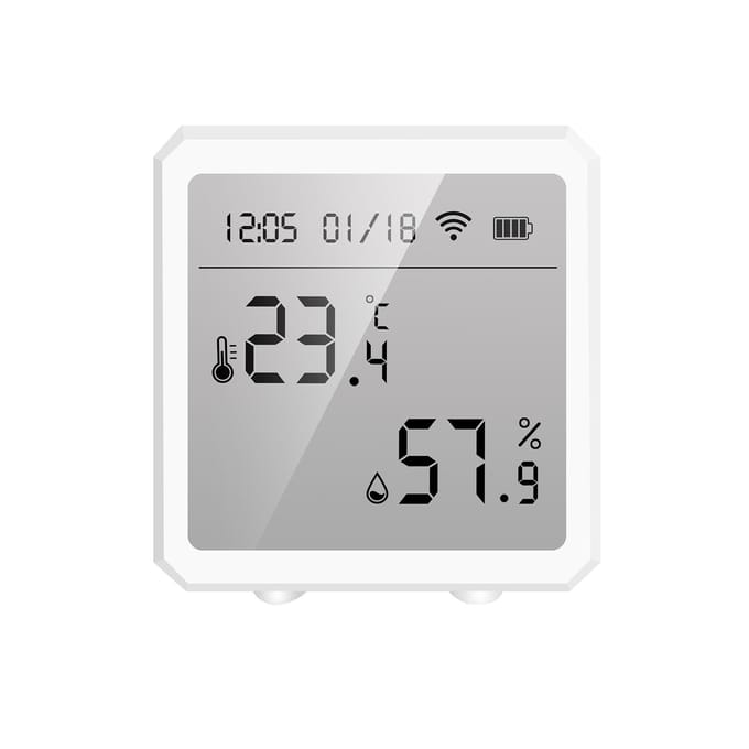 Tuya Smart WiFi Temperatuur-vochtigheidssensor Binnenhygrometer Thermometer APP Afstandsbediening met wit
