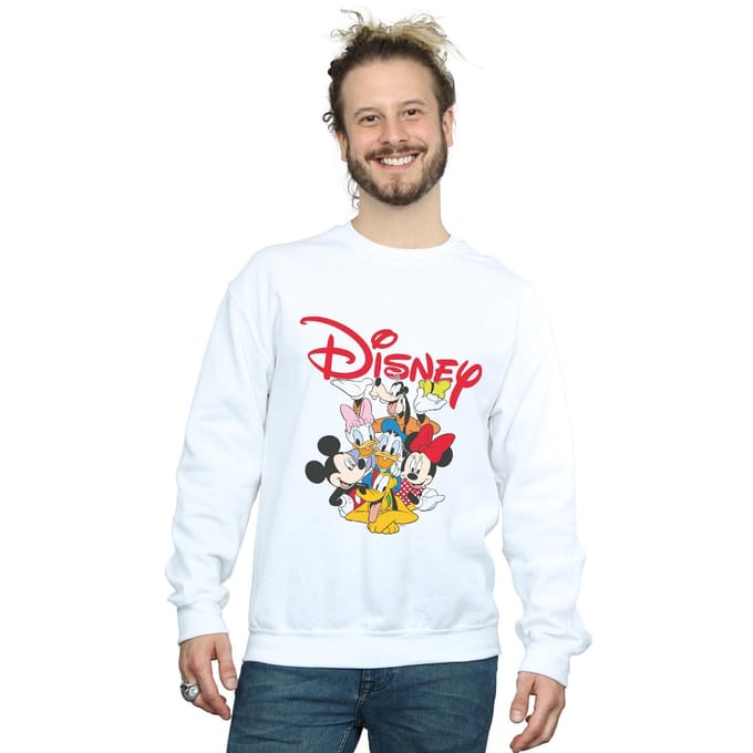 Disney Heren Mickey Mouse Crew Sweatshirt (Wit)