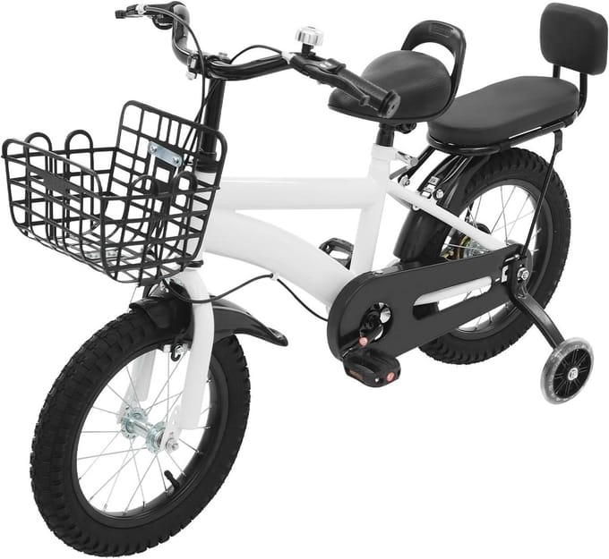 Kinderfiets - Loopfiets - Leren Fietsen - Inclusief Mand - 14 inch - Wit