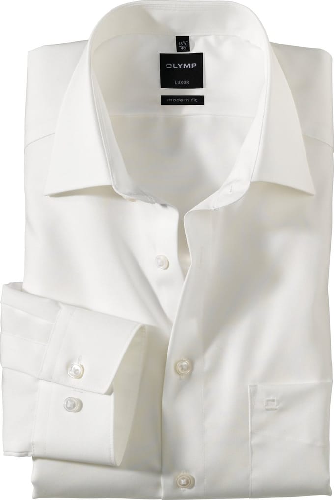 OLYMP Luxor modern fit overhemd - mouwlengte 7 - beige - Strijkvrij - Boordmaat: 40 (EU maat: M)