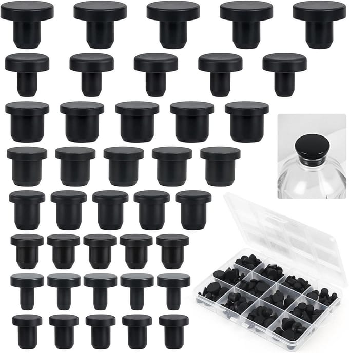 100 Stuks Rubberen Stoppen 8 Maten 4-9.5 mm Siliconen Stoppen Zwart