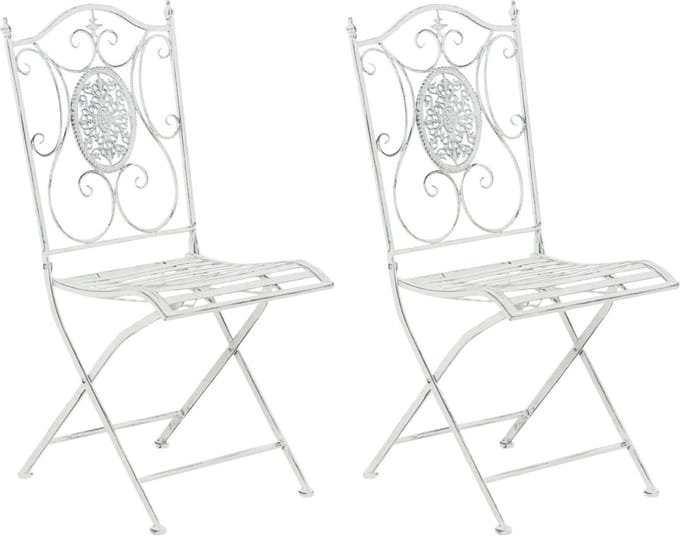 CLP Sibell Set van 2 tuinstoelen - Opvouwbaar antiek/wit