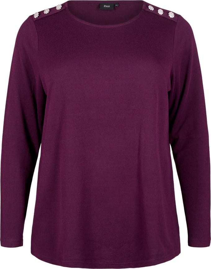 ZIZZI VLUCCA, L/S, BUTTON BLOUSE Dames Blouse - Purple - Maat S (42-44)
