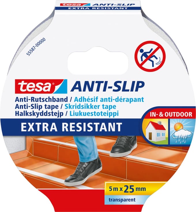 Anti-slip tape tesa® 5mx25mm transparant | 6 stuks