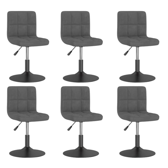 vidaXL Eetkamerstoelen draaibaar 6 st fluweel donkergrijs