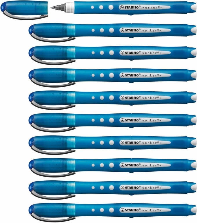 STABILO worker+ colorful - Rollerball Pen 0.5 mm - Blauw - Doos 10 stuks