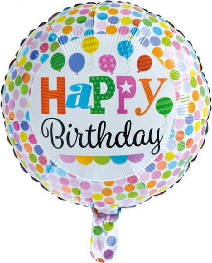 Folie Ballon Happy Birthday Stippen 46 cm