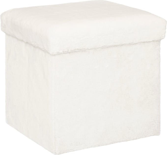 Atmosphera Ezzio Poef - Pluche extra zacht - Wit - 38 x 38 xm