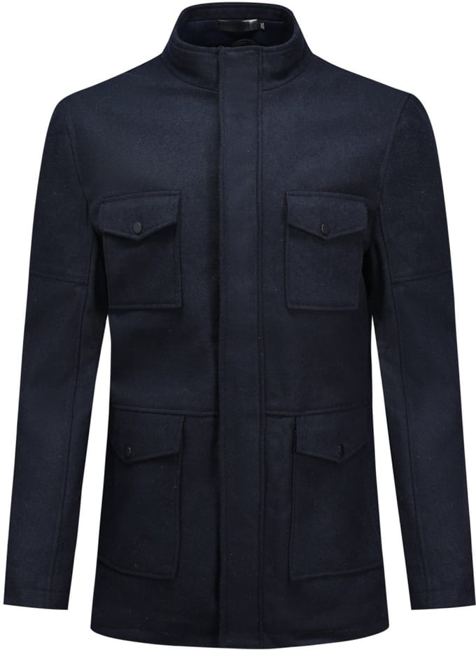 ALLTHEMEN Heren Regular Fit Jas met Opstaande Kraag - Halflang met Ritssluiting - M
