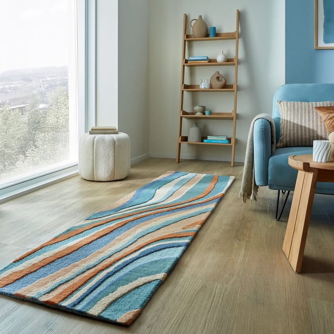 Flycarpets Loper Abstract Flow Wollen Loper Vloerkleed 67x200 cm