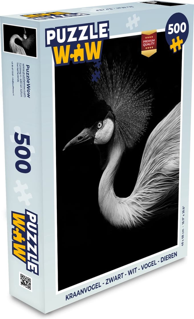 Puzzel Kraanvogel - Zwart - Wit - Vogel - Dieren - Legpuzzel - Puzzel 500 stukjes