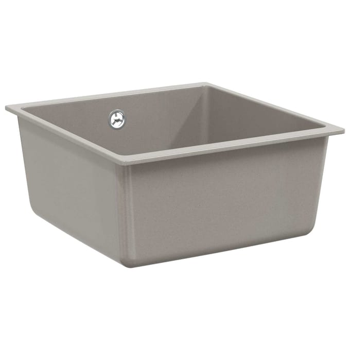 vidaXL - Wasbak - 80% - Kwarts - en - 20% - Hars - 430 - x - 460 - mm - Grijs