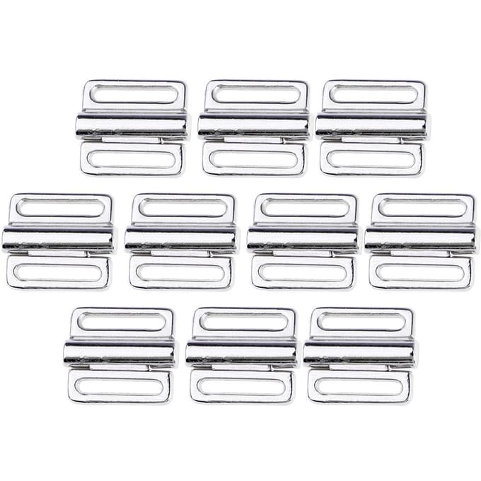 10 sets BIKINI CLIPS Haak- en drukknoop Metalen band BH-sluiting Badmode 9,5 mm 9.5mm white