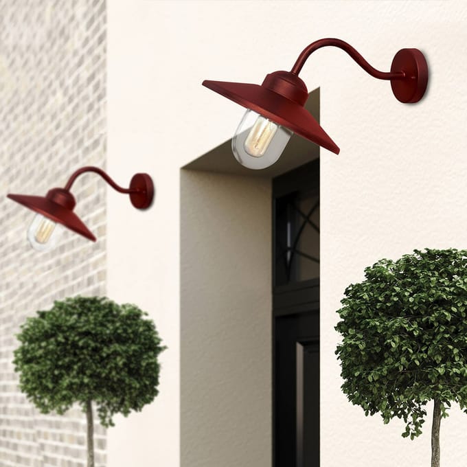 Elstead Lighting LED Wand Buitenlamp Klampenborg | 1X E27 Max 60W | IP44 | Dimbaar | Oxide Red