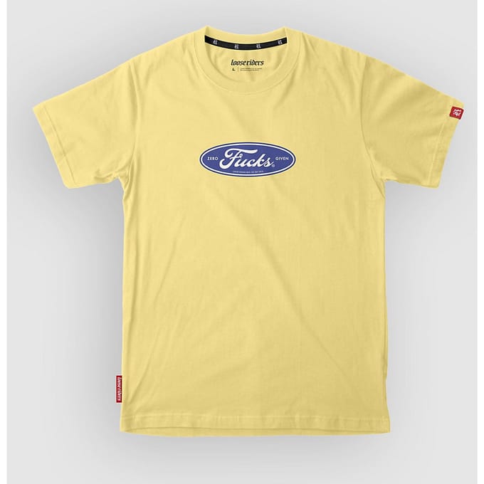 Loose Riders Zero Fucks Tech Tee geel