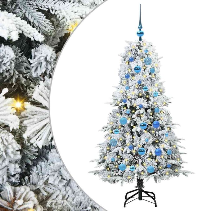 vidaXL - Kunstmatige - Hinged - Kerstboom - met - 150 - LED - Wit - 150 - cm - PE - en - PVC