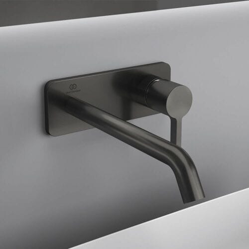 Ideal Standard wall-mounted basin mixer with square rosette, spout 22 cm A7381A5