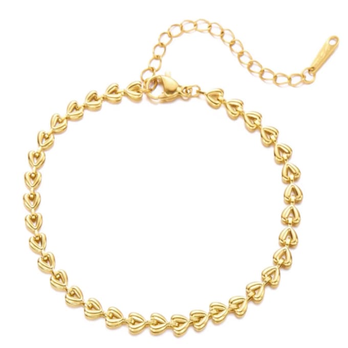 Armband-RVS-hart-goudkleurig-17+5cm-Charme Bijoux