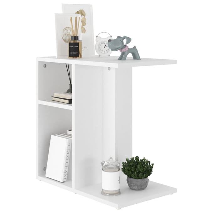 vidaXL - Bijzettafel - 50x30x50 - cm - bewerkt - hout - wit