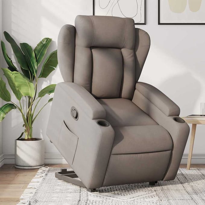 vidaXL - Sta-op-stoel - verstelbaar - stof - taupe