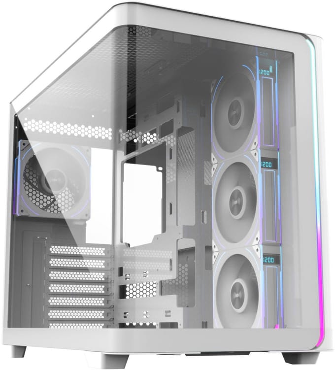 FSP Fortron POC0000249 Midi-tower PC-behuizing Wit 4 voorgeïnstalleerde ventilators, Zijvenster