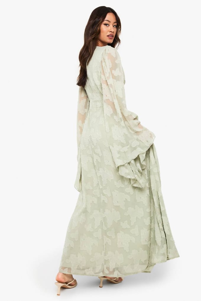 boohoo Dames Lange Gestructureerde Maxi-jurk met Uitsnijdingen | Verstandig | Maat: 38