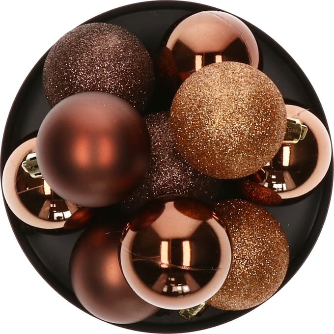 Atmosphera kerstballen - 5x stuks - brons - kunststof - 5 cm