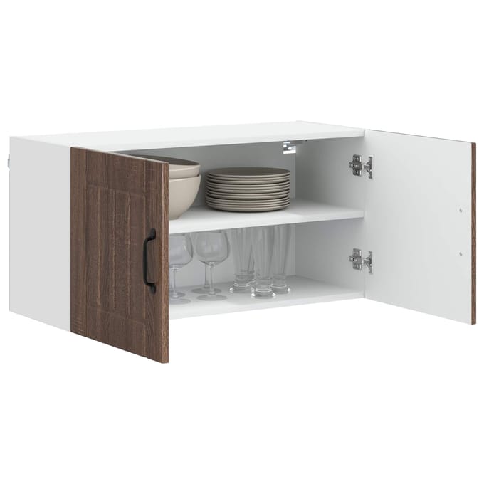vidaXL - Wandkast - LUCCA - Bruin - eiken - 80 - x - 31 - x - 40 - cm - Bewerkt - hout