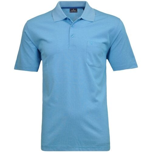 Ragman Polo Softknit Fine Stripe Easy Care Ibiza Blue / male
