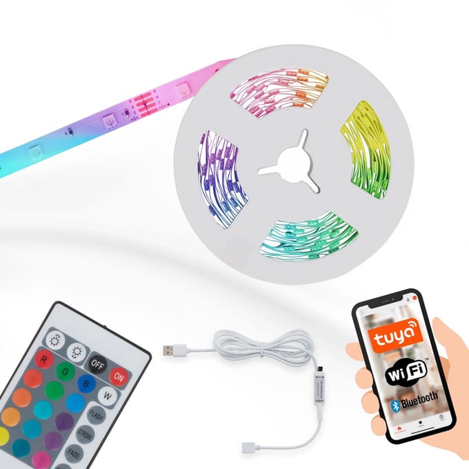 BRILONER - USB Slimme LED strips - 2309150 - Muzieksensor - Spraakbesturing - Inkortbaar - Zelfklevend - 500 x 10 cm (LxB)