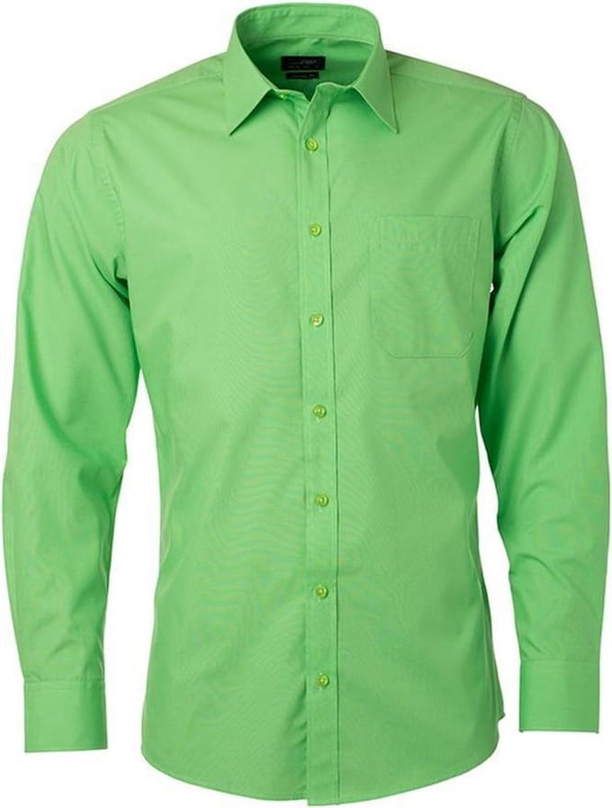 James and Nicholson Heren Longsleeve Poplin Shirt (Kalk groen)