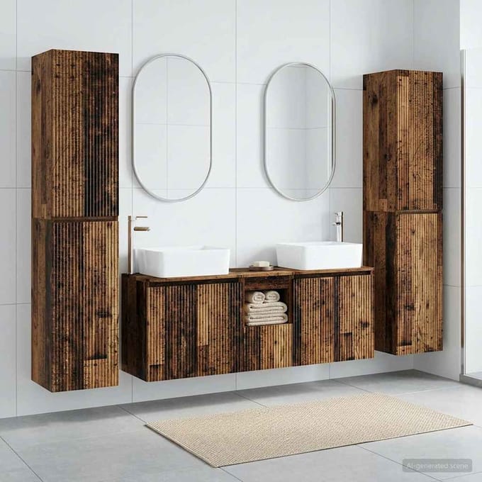vidaXL - Badkamermeubel - Set - 5 - st - Oud - hout - 33 - x - 34,5 - x - 160 - cm
