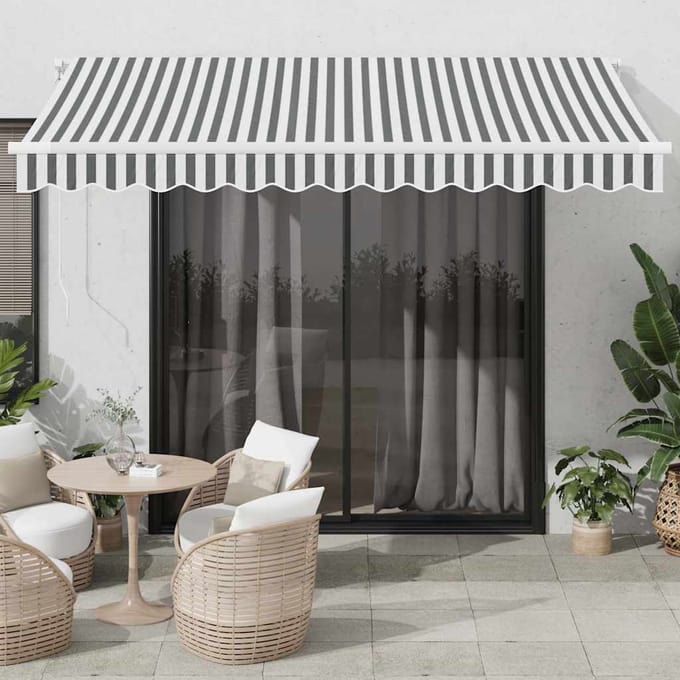 vidaXL - Luifel - handmatig - uittrekbaar - 350x250 - cm - antraciet - en - wit