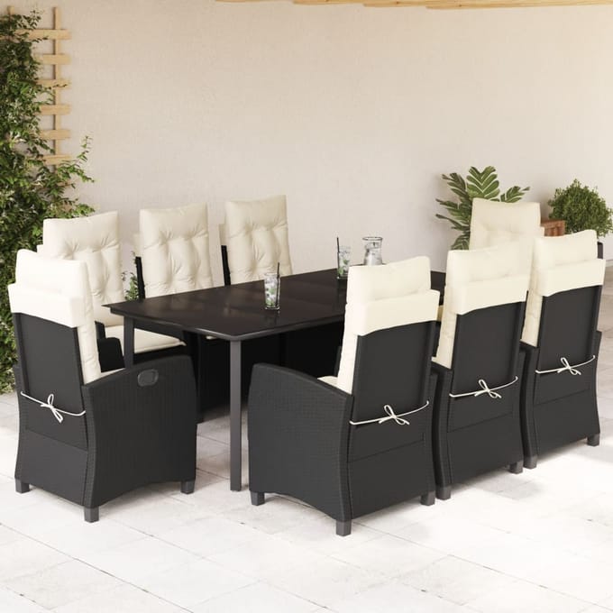 vidaXL - 9-delige - Tuinset - poly - rattan - zwart